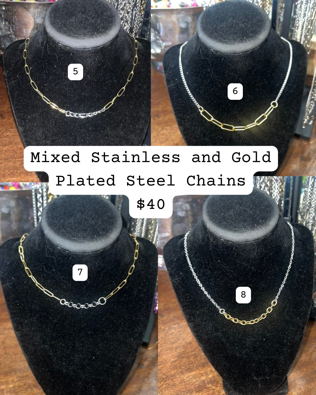 Mixed Stainless Steel & Gold Plated Steel Chains