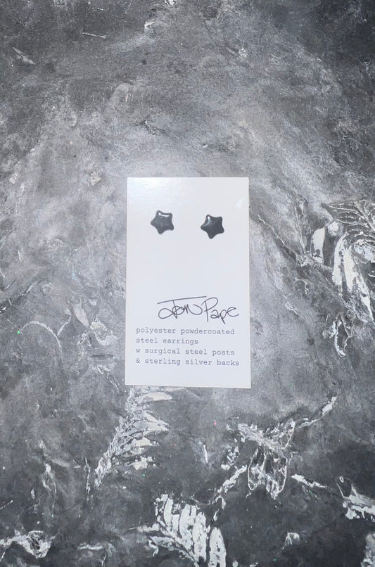 Tiny Black Star Studs