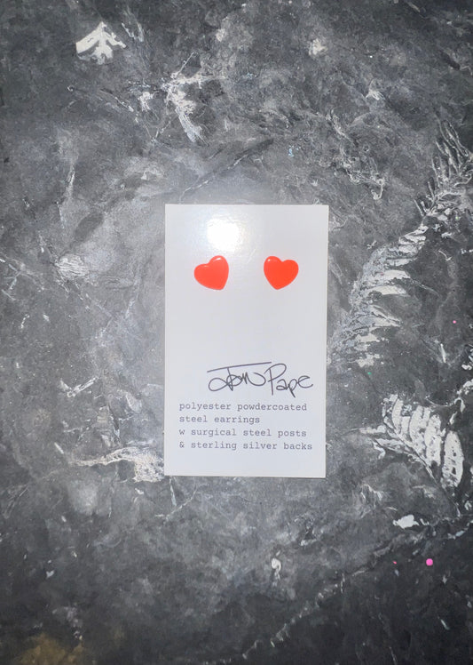 Tiny Orange Heart Studs