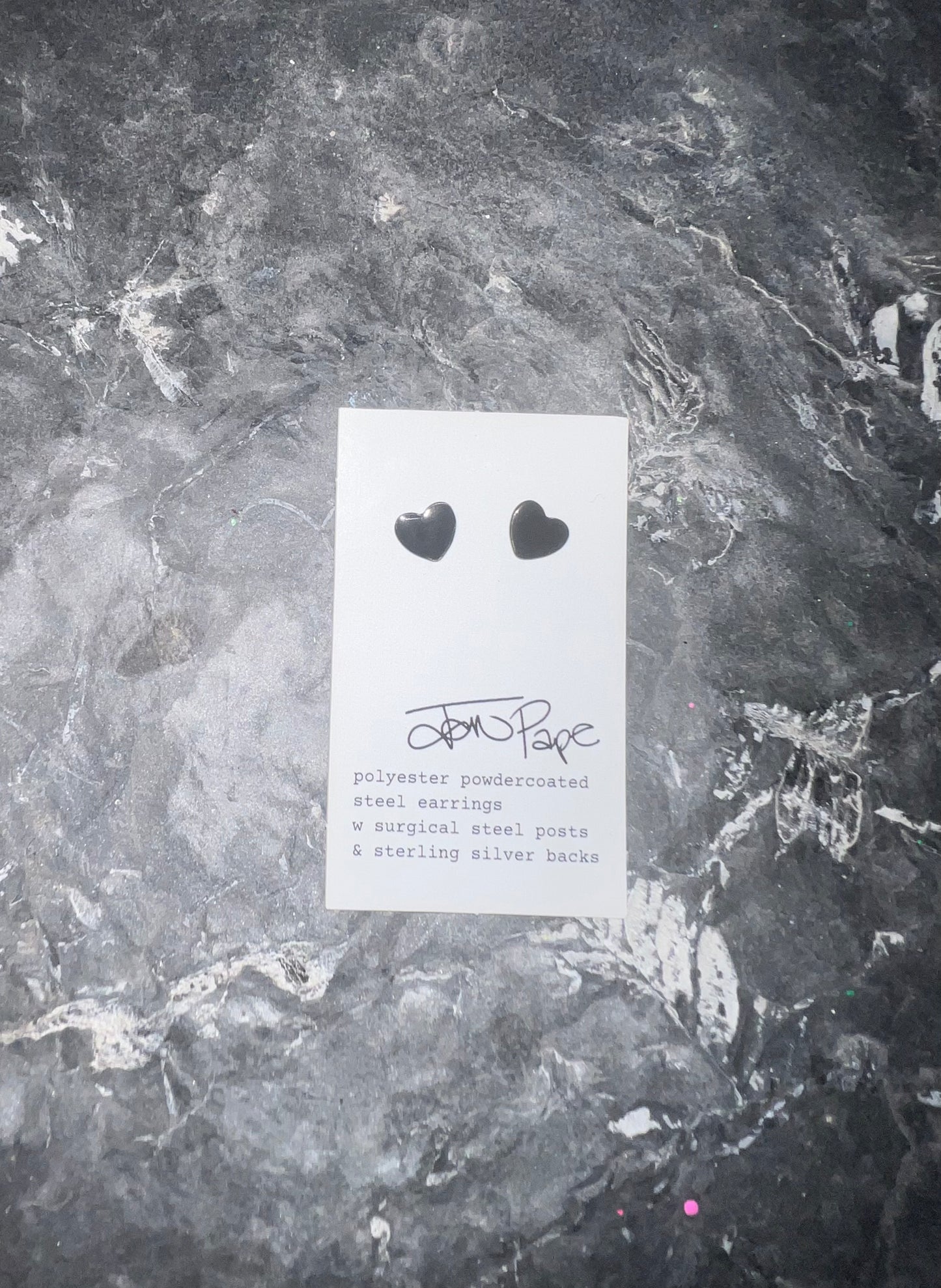 Tiny Black Heart Studs