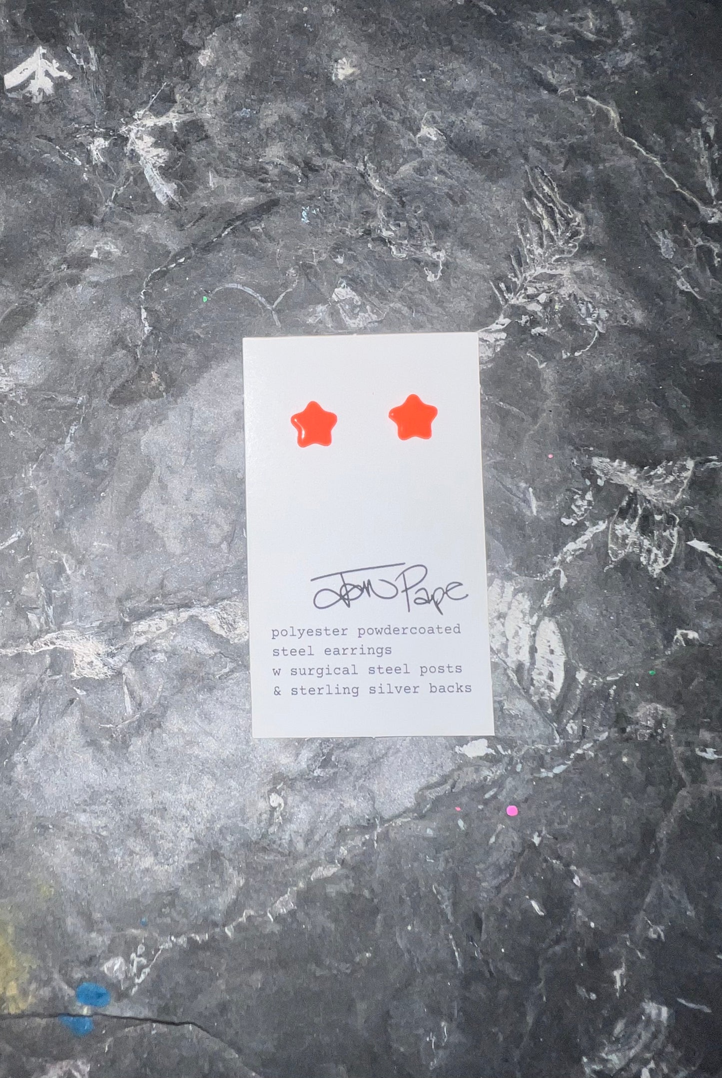 Tiny Orange Star Studs