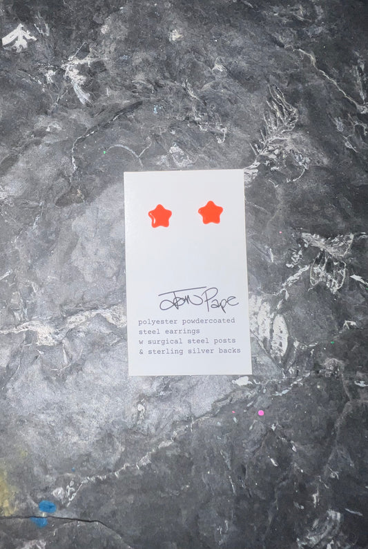 Tiny Orange Star Studs